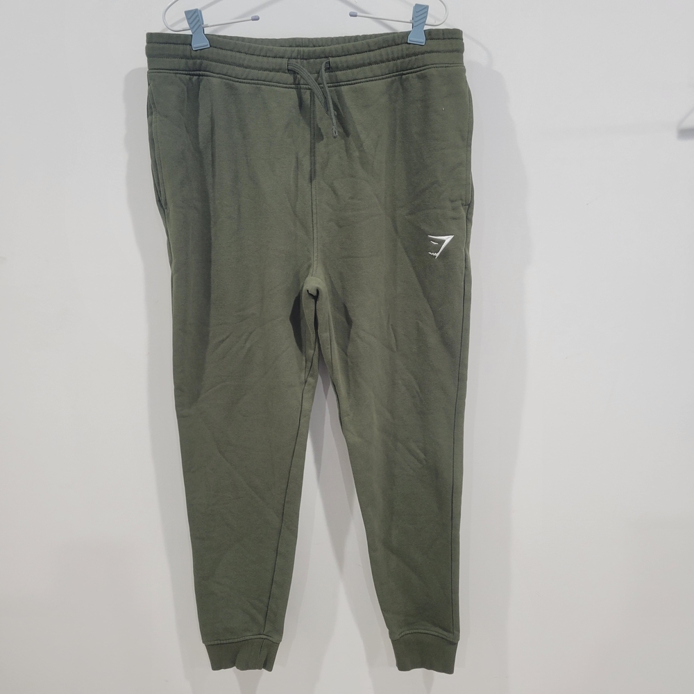 Gymshark Army/Olive Green Sweatpants Elastic Cuffs Tapered Design / Size L